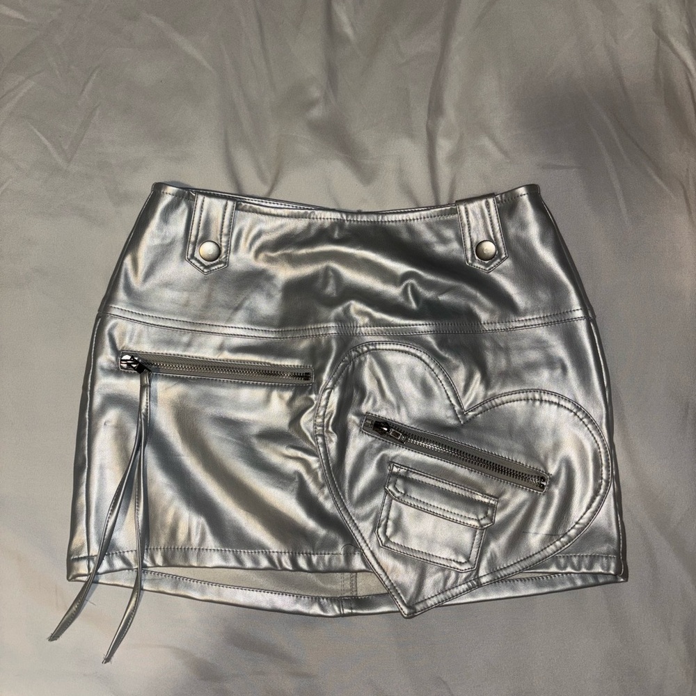 Fashion Nova Silver Mini Skirt